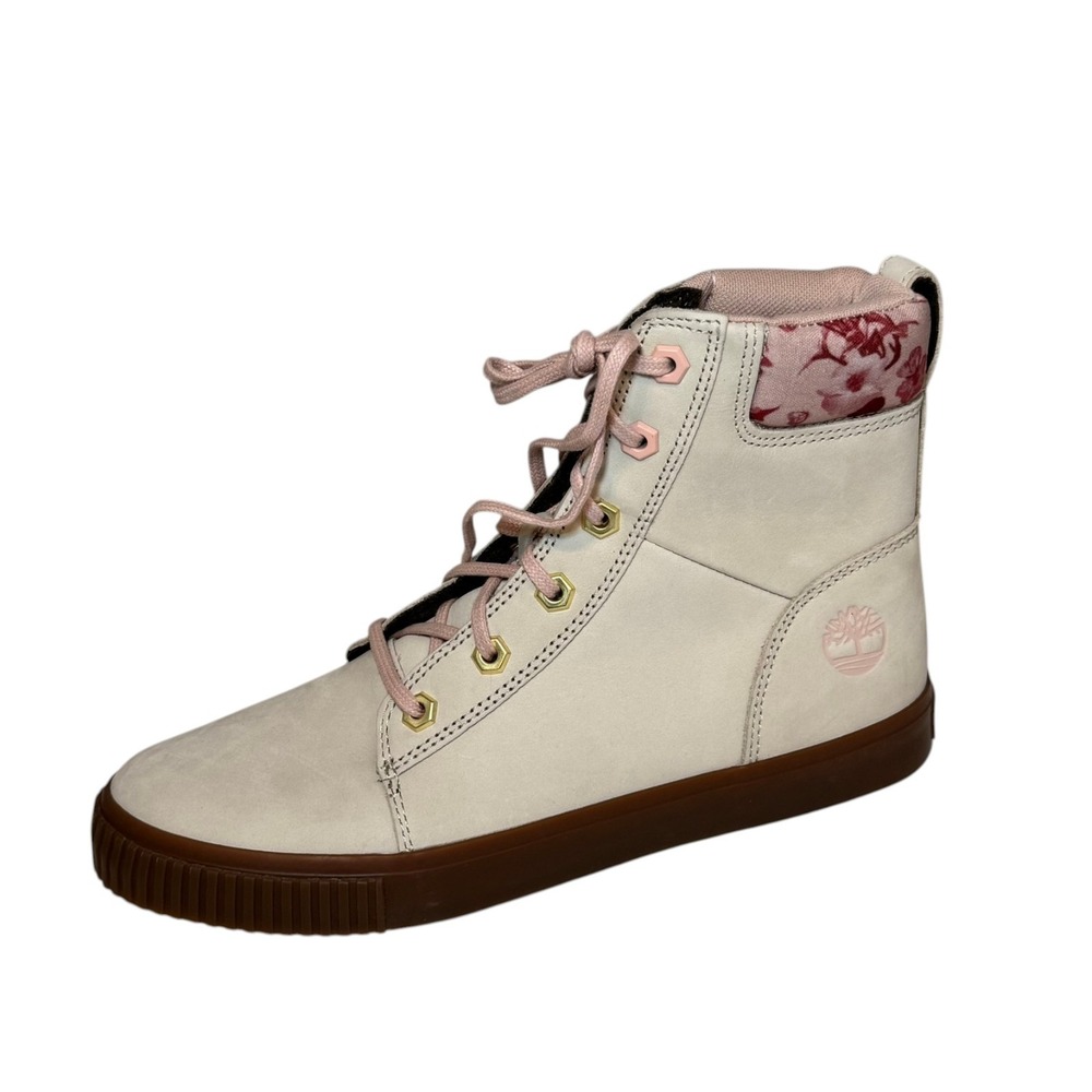 Timberland Skyla Bay 6" Boots Womens 8 Ivory Pink Floral Leather High Top New